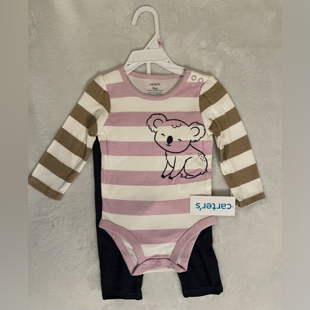NWT - Carter’s Baby Girl 2PC Outfit (Koala) - Size 9 Months
